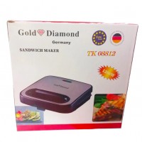 Сэндвичница Gold Diamond TK 08812, 1200 Вт, электрическая бутербродница с индикатором нагрева.