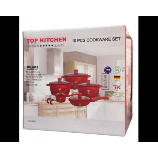 Набор кастрюль Top Kitchen ТК00050 (red) 10 предметов