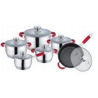 Набор посуды T.K.Line ТК000272 из нержавеющей стали с прорезиненными ручками 12 предметов.