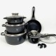 Набір кастрюль Top Kitchen TK00020 та сковорідка, з гранітним покриттям, з 5 ємностей, чорний