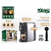 Капсульная кофеварка 3 в 1 DSP KA 3118 1400Вт 20 бар для 3 видов капсул Серебристый с черным