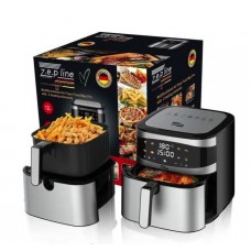 Мультипіч Zepline ZP-216 аерогриль з двома тінами Електрична фритюрниця 12л 4200Вт Таймер Чорний/Сірий