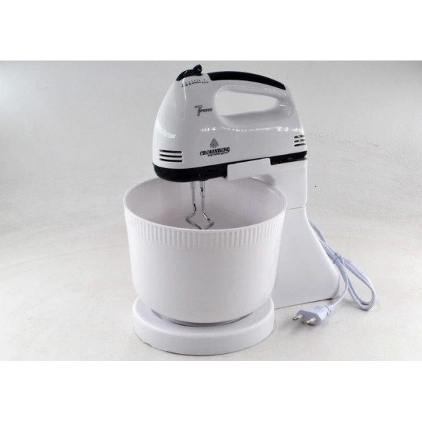 Миксер ручной с чашей 7 режимов 300 Вт Crownberg CB-7320 White