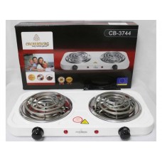 Плита електрична настільна побутова Crownberg CB-3744 двоконфоркова спіральна кухонна електроплита 2000 Вт
