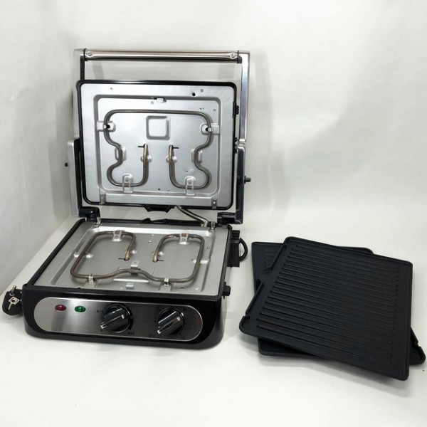 Электрический прижимной контактный гриль Crownberg CB-1042 Серый 2000W 