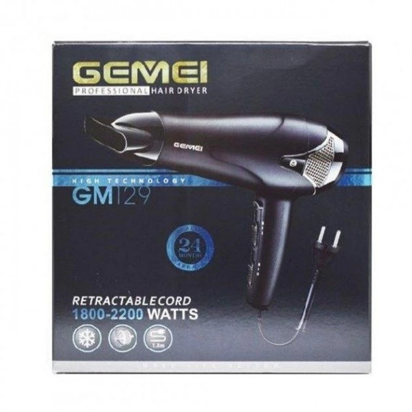 Универсальный фен для укладки волос GEMEI GM-129 Фен для волос на 2200 Вт Черный 