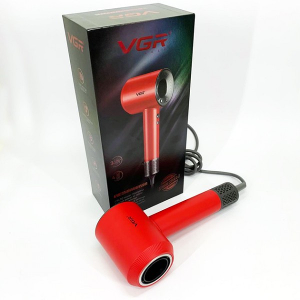 Фен професійний VGR V-445 RED, 3 рівні обдування, 4 рівні температури, 1600 Вт