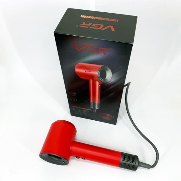 Фен професійний VGR V-445 RED, 3 рівні обдування, 4 рівні температури, 1600 Вт