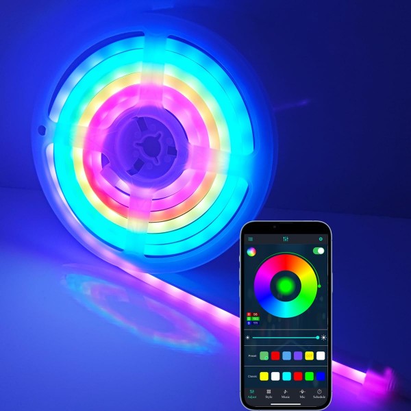 Умная гибкая LED Neon RGB неоновая лента шланг 2 метров от USB управление цветами режимами с телефона Bluetooth приложением и пульт