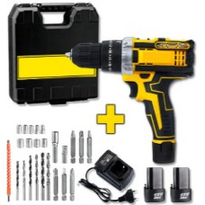 Беспроводной шуруповерт Желтый 12V Li-Ion 2Ач в комплекте с кейсом