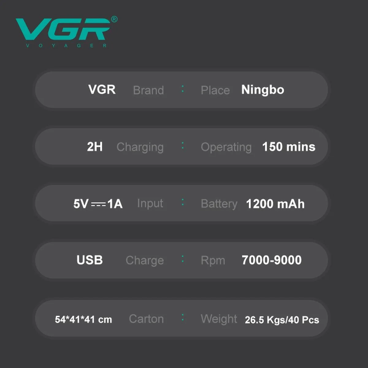 Электробритва VGR V-640S шейвер, двойное лезвие, 9000 RPM, LED Display