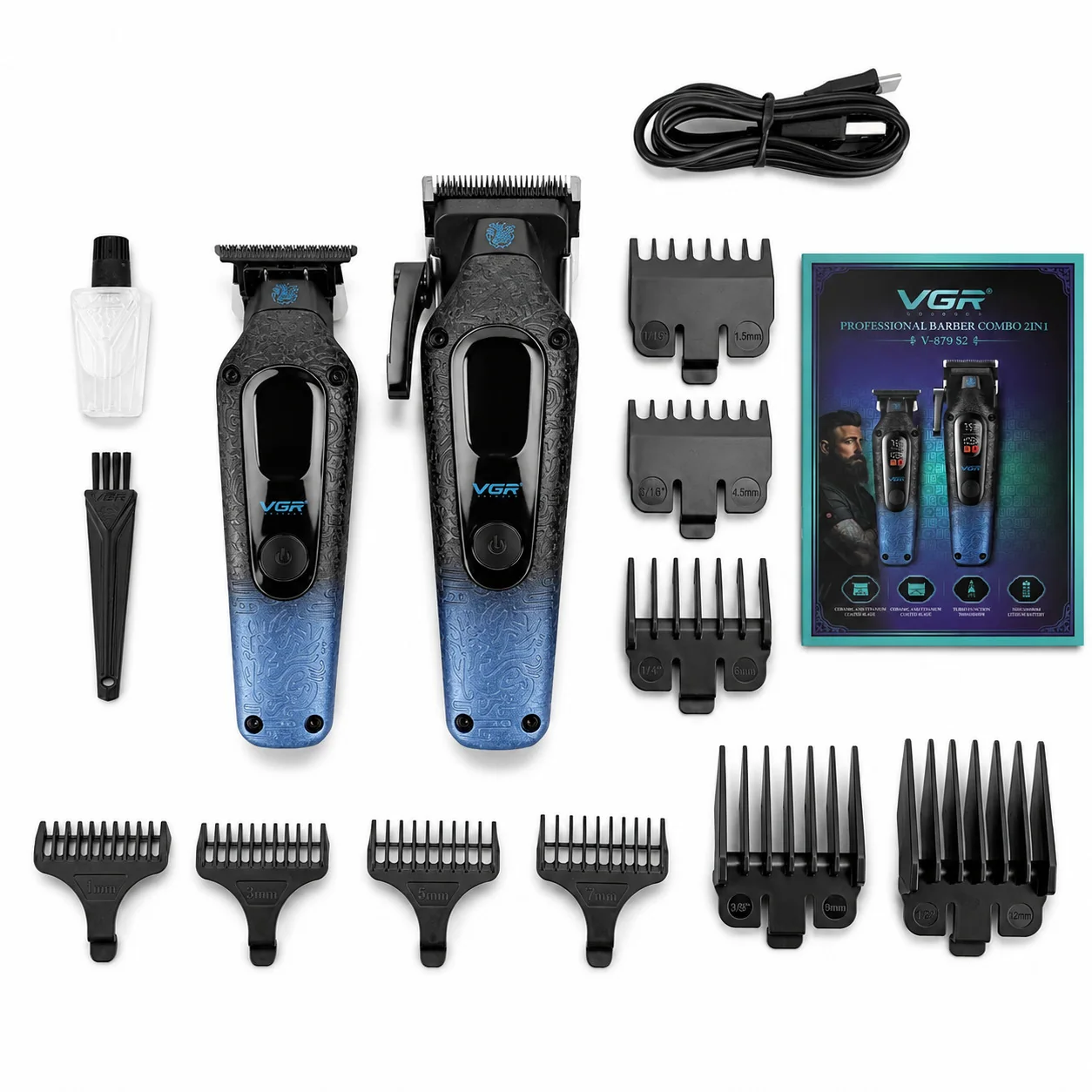 Набір професійний 2 в 1 для стрижки VGR 879 S2 BLUE/BLACK
