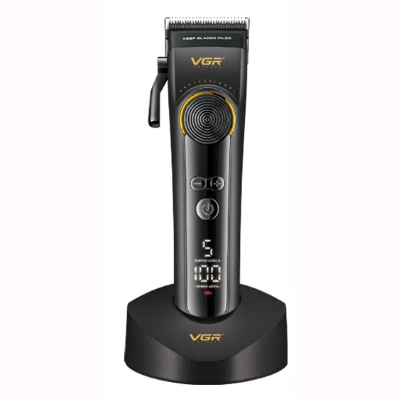 Аккумуляторная машинка для стрижки (clipper) VGR V-199 BLACK, 6 насадок, LED display