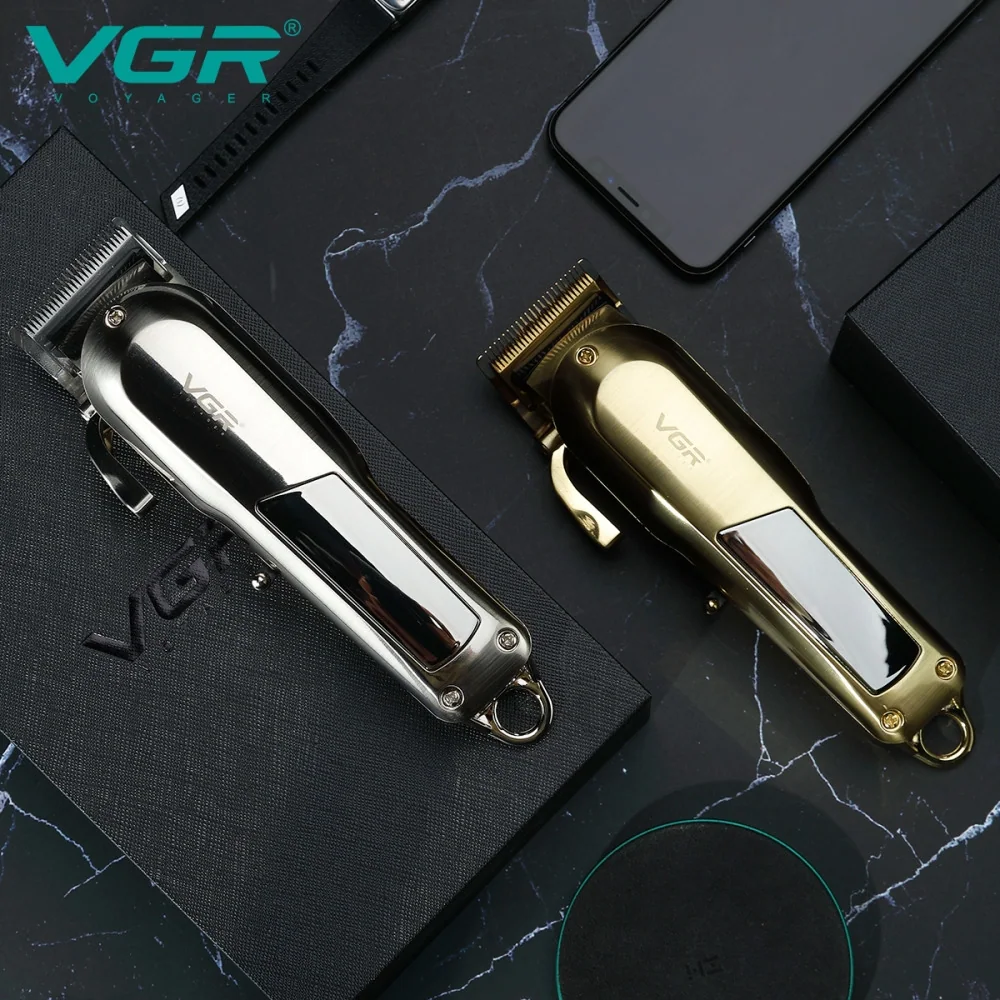 Машинка (триммер) для стрижки волос VGR V-278 SILVER, Professional, 6 насадок, LED Display, STRONG BATTERY 