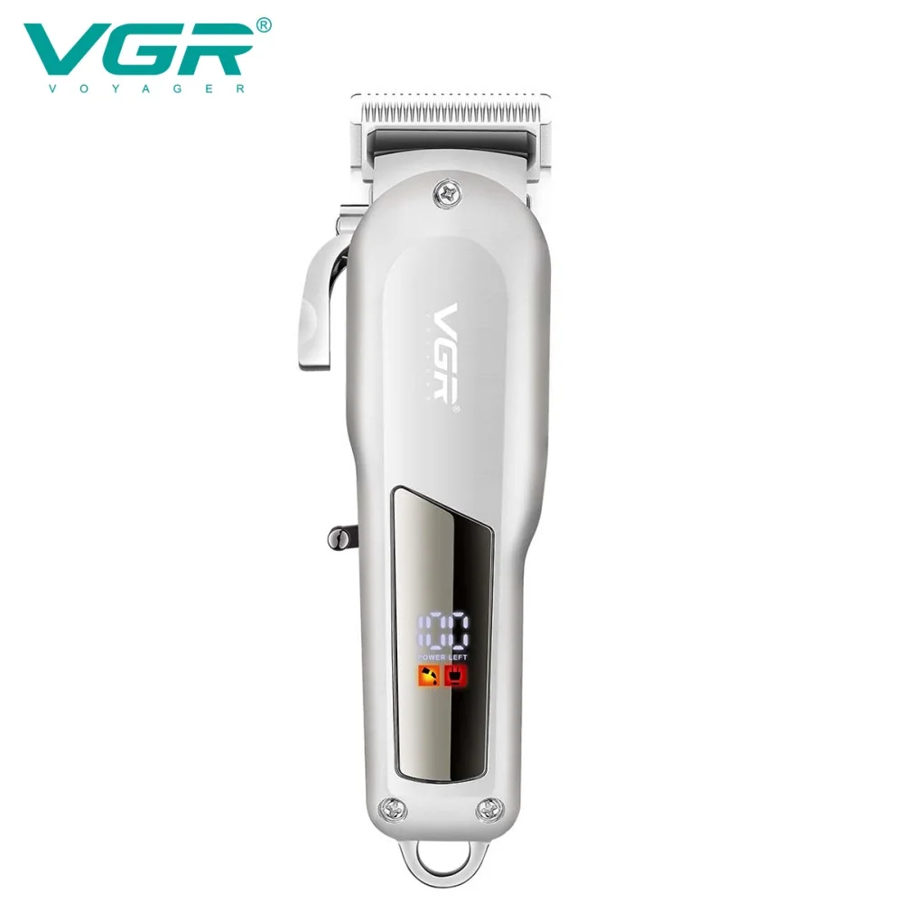 Машинка (триммер) для стрижки волос VGR V-278 SILVER, Professional, 6 насадок, LED Display, STRONG BATTERY