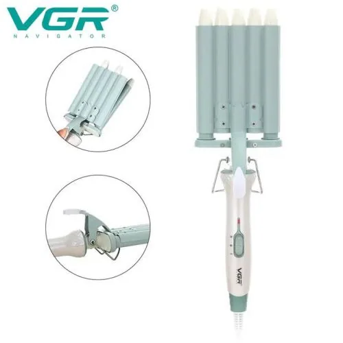 Плойка тройная VGR V-595 WHITE, 5 режимов работы, керамическое покрытие, LED display, 100 Вт