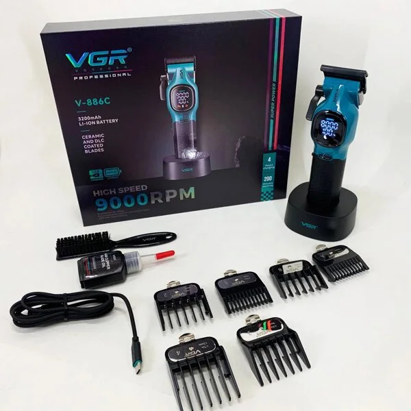 Профессиональная аккумуляторная машинка для стрижки волос VGR V-886C.(10429)