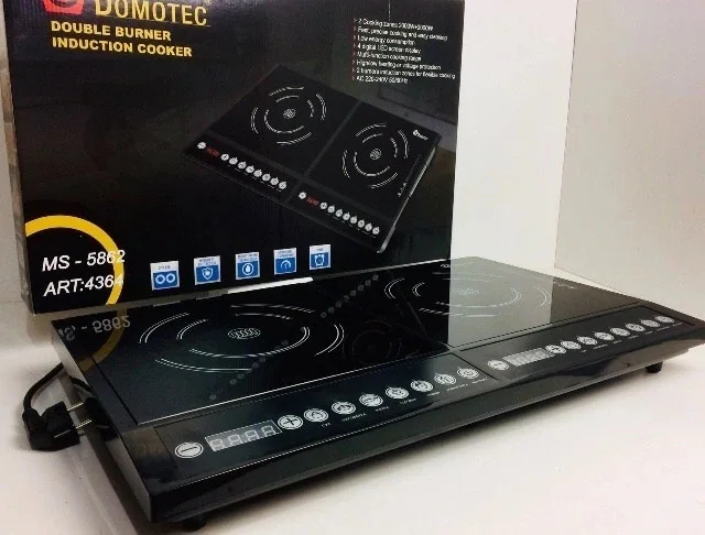 Электроплита DOMOTEC MS-5862 индукционная на 2 конфорки, Черная