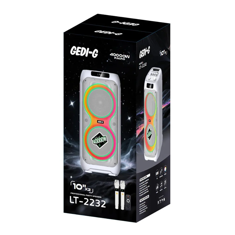 Акустическая переносная Bluetooth колонка Gedi-G LT-2232 с двумя радиомикрофонами
