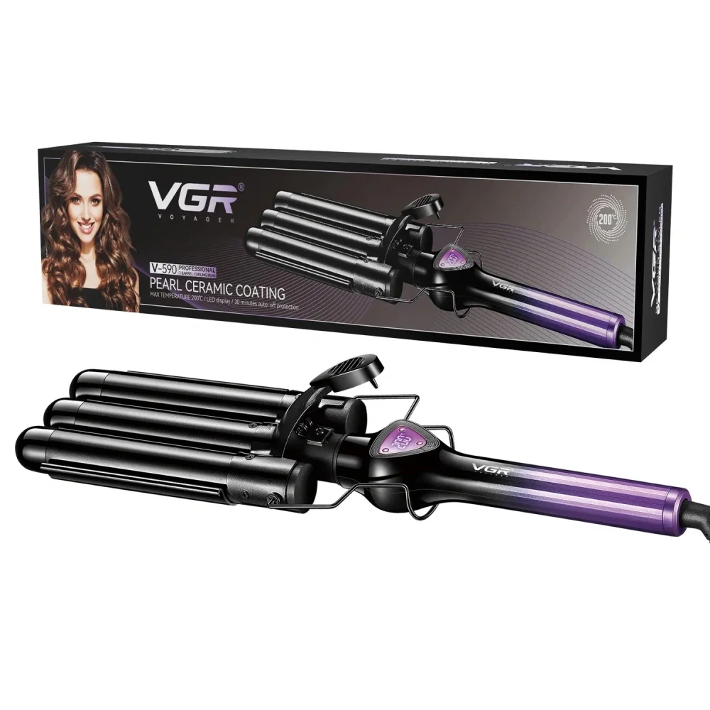 Плойка тройная VGR V-590 PURPLE, 140-200°C, керамическое покрытие, LED display, 130W