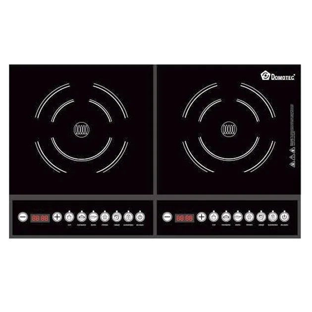 Электроплита DOMOTEC MS-5862 индукционная на 2 конфорки, Черная
