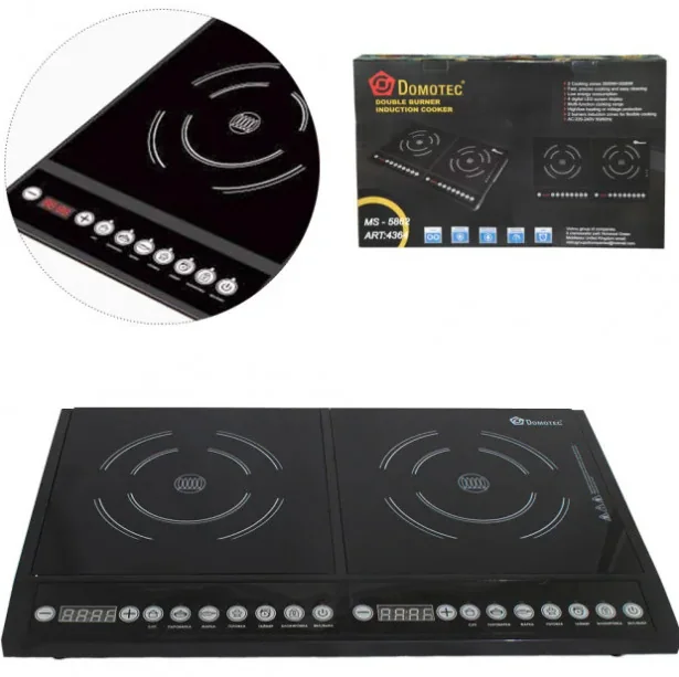 Электроплита DOMOTEC MS-5862 индукционная на 2 конфорки, Черная
