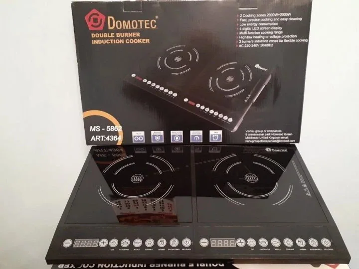 Электроплита DOMOTEC MS-5862 индукционная на 2 конфорки, Черная