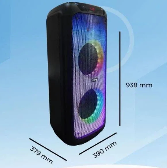 Акустическая переносная Bluetooth колонка GD-8512 с двумя радиомикрофонами 2*8" 50 Вт FM, USB, AUX, RGB