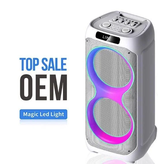 Акустическая переносная Bluetooth колонка LT-2231 с двумя радиомикрофонами 2*8" 60 Вт FM, USB, AUX, RGB