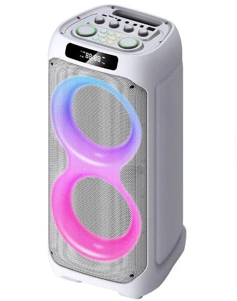 Акустическая переносная Bluetooth колонка LT-2231 с двумя радиомикрофонами 2*8" 60 Вт FM, USB, AUX, RGB