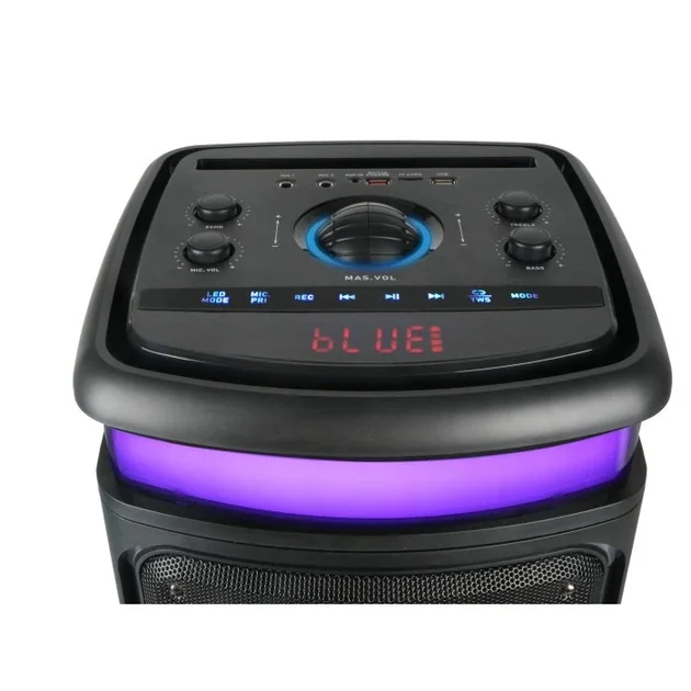 Акустическая Bluetooth колонка GeDi GD-2895 с 2 радиомикрофонами 2*8" 60 Вт FM, USB, AUX, RGB 375*375*845 мм. Черный