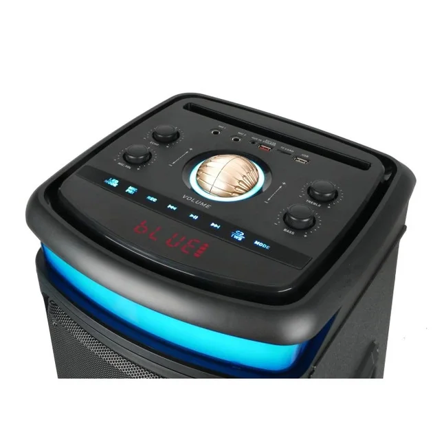Акустическая Bluetooth колонка GeDi GD-2895 с 2 радиомикрофонами 2*8" 60 Вт FM, USB, AUX, RGB 375*375*845 мм. Черный