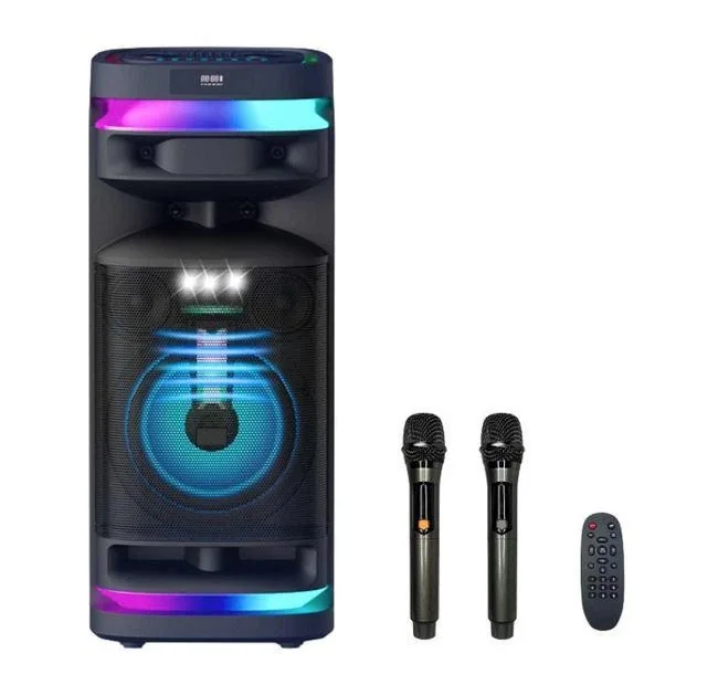 Переносная колонка Bluetooth Temeisheng 1028E-D12 с микрофонами и пультом 300 Вт 12" 2*4"