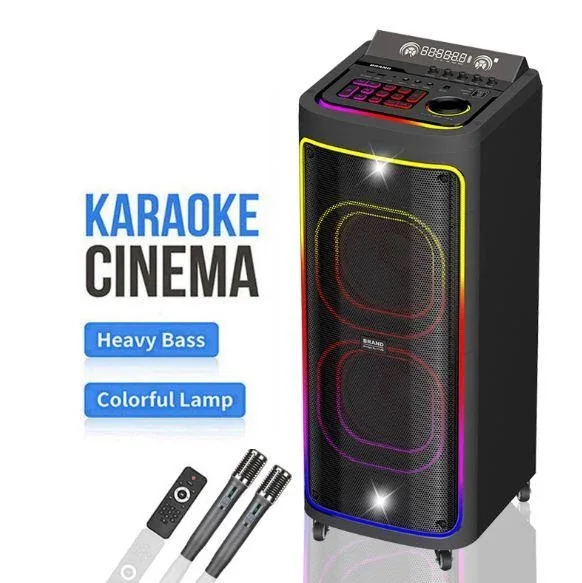 Акустическая переносная Bluetooth колонка Gedi-G GD-2898 с 2 радиомикрофонами 2х8" 100 Вт FM, USB, AUX, RGB