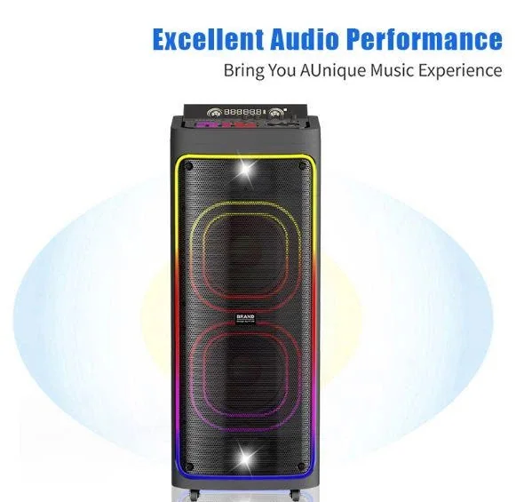 Акустическая переносная Bluetooth колонка Gedi-G GD-2898 с 2 радиомикрофонами 2х8" 100 Вт FM, USB, AUX, RGB