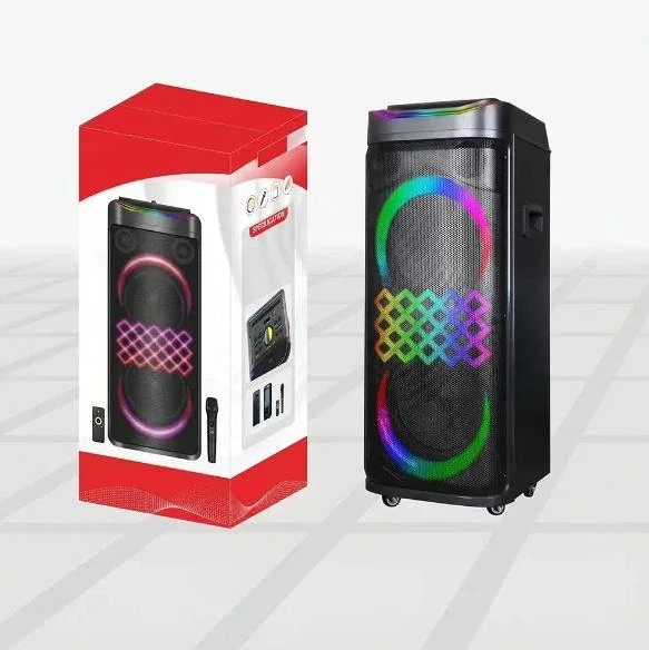 Акустическая переносная Bluetooth колонка Gedi-G GD-1015 с радиомикрофоном 2*10" 160 Вт FM, USB, AUX, RGB