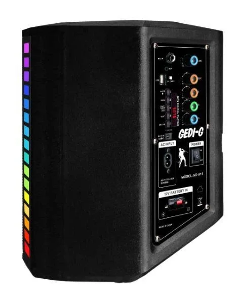 Акустическая переносная Bluetooth колонка Gedi-G GD-915 с радиомикрофоном 8" 40 Вт FM, USB, AUX, RGB