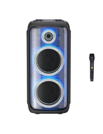 Акустическая переносная Bluetooth колонка Gedi-G GD-1016 с радиомикрофоном 2*10" 100 Вт FM, USB, AUX, RGB