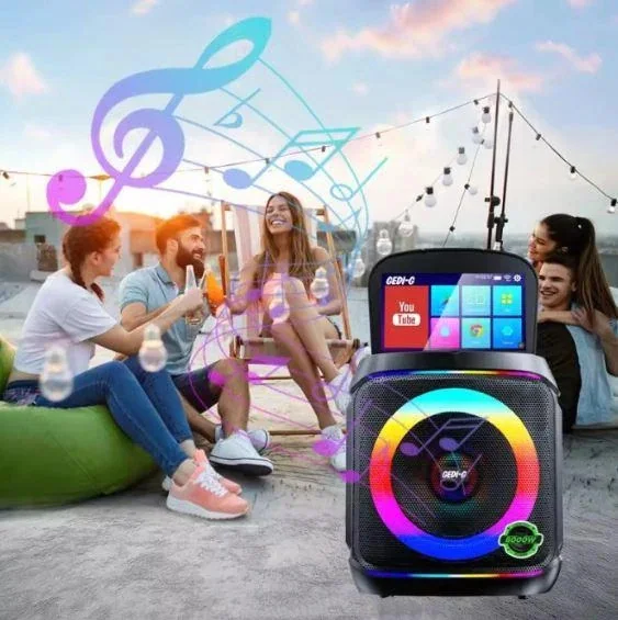 Портативная караоке-система Gedi-G GD-1420 с двумя радиомикрофонами 8" 40 Вт с 10,4-дюймовым экраном Android
