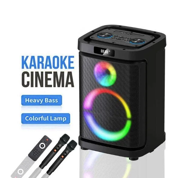 Акустическая переносная Bluetooth колонка Gedi-G GD-1019 с 2 радиомикрофонами 10" 30 Вт FM, USB, AUX, RGB