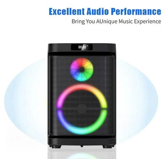 Акустическая переносная Bluetooth колонка Gedi-G GD-1019 с 2 радиомикрофонами 10" 30 Вт FM, USB, AUX, RGB