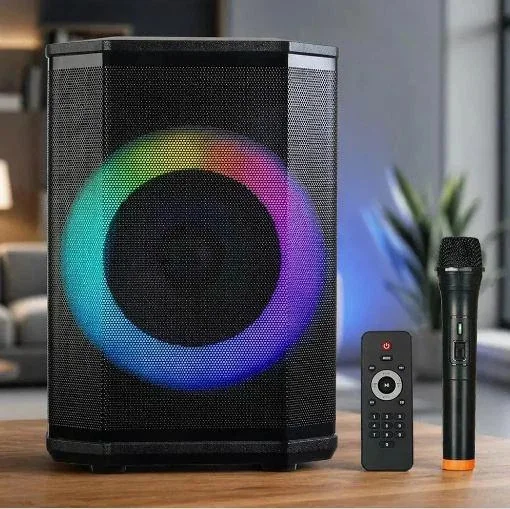 Акустическая переносная Bluetooth колонка Gedi-G GD-923 с радиомикрофоном 8" 40 Вт FM, USB, AUX, RGB