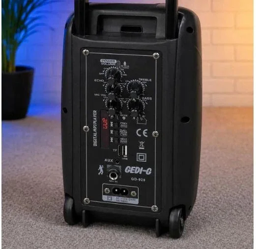 Акустическая переносная Bluetooth колонка Gedi-G GD-1219 с радиомикрофоном 12" 60 Вт FM, USB, AUX, RGB