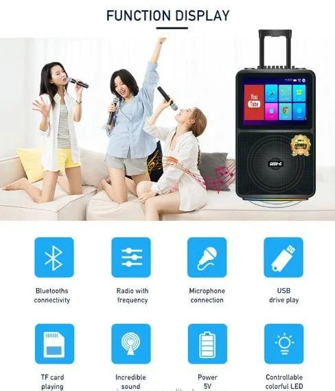 Акустическая переносная Bluetooth колонка Gedi-G GD-923 с радиомикрофоном 8" 40 Вт FM, USB, AUX, RGB