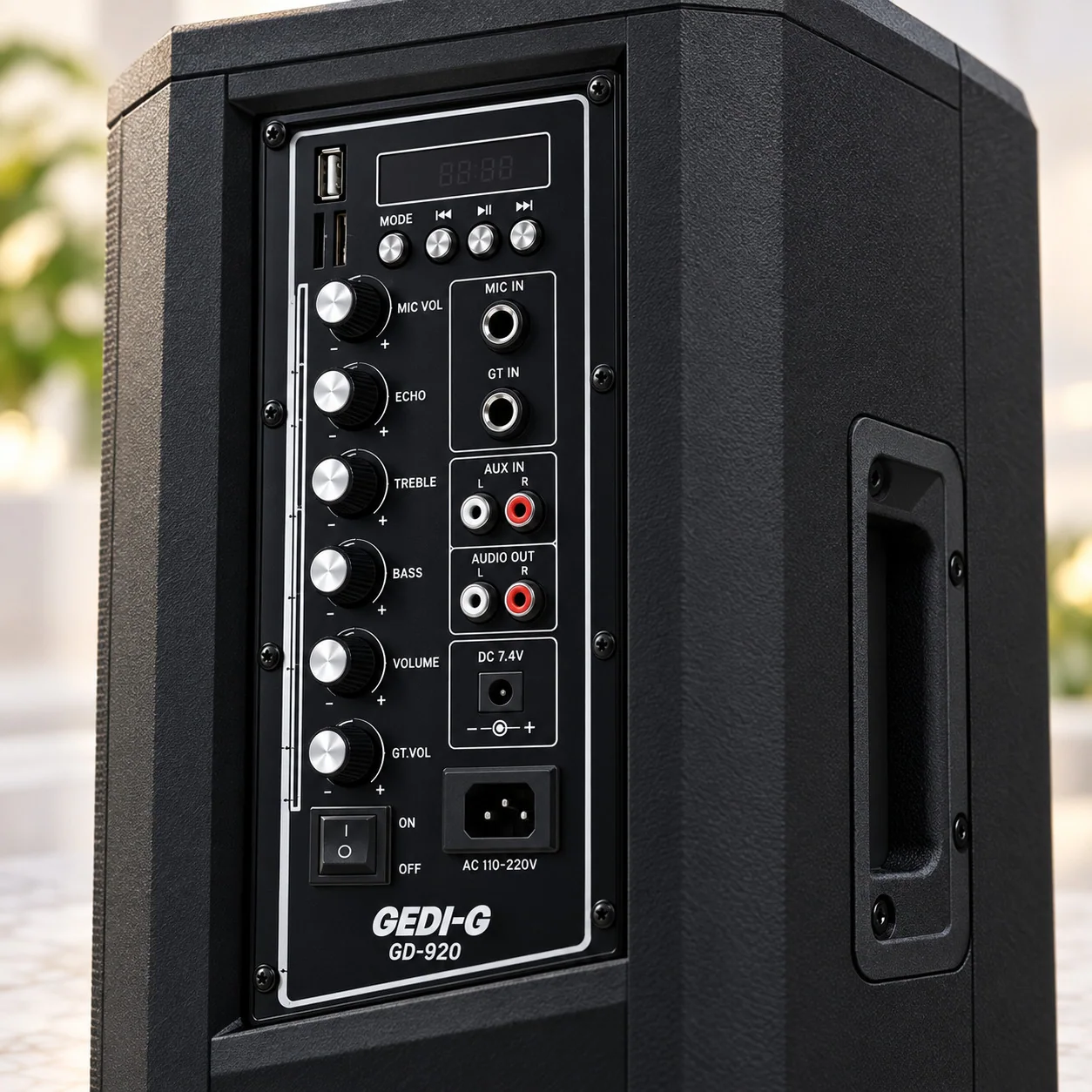 Аккумуляторная колонка Bluetooth, 40 Вт, 8", RGB, с микрофоном, Gedi-G GD-920, Черная