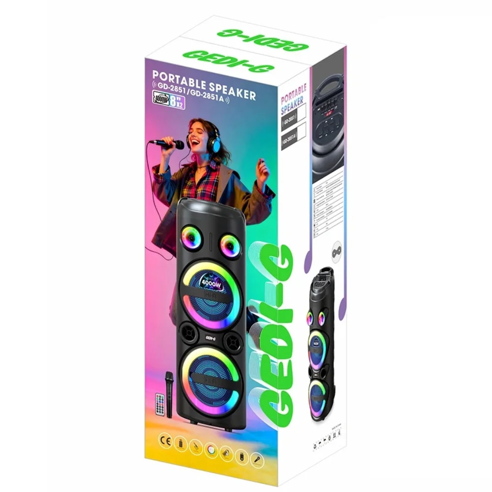 Аккумуляторная Bluetooth-колонка, 4000 мАч, RGB, MCM-8860A, Черная