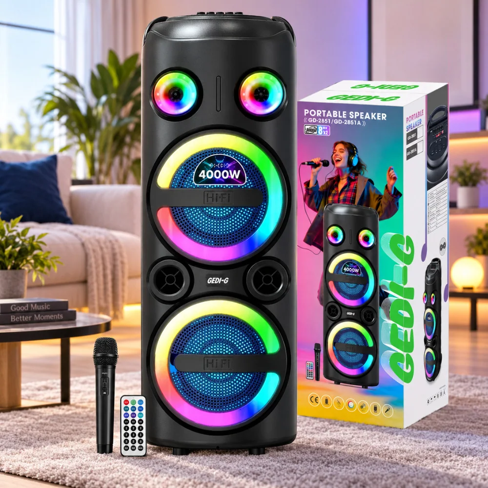 Аккумуляторная Bluetooth-колонка, 4000 мАч, RGB, MCM-8860A, Черная