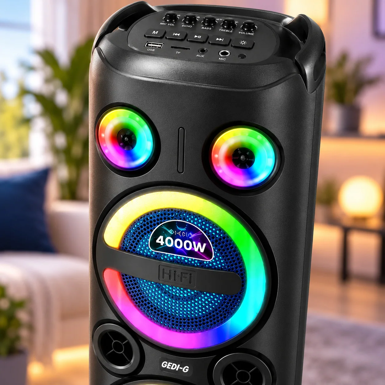 Аккумуляторная Bluetooth-колонка, 4000 мАч, RGB, MCM-8860A, Черная