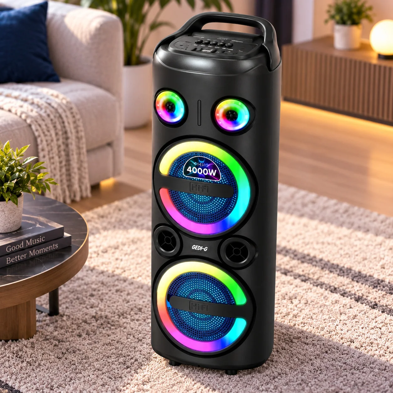 Аккумуляторная Bluetooth-колонка, 4000 мАч, RGB, MCM-8860A, Черная