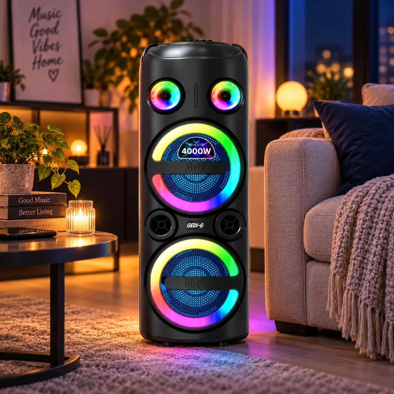 Аккумуляторная Bluetooth-колонка, 4000 мАч, RGB, MCM-8860A, Черная